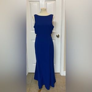 Ralph Lauren Womens Cutout Crepe Maxi Dress Cobalt Blue Size 12